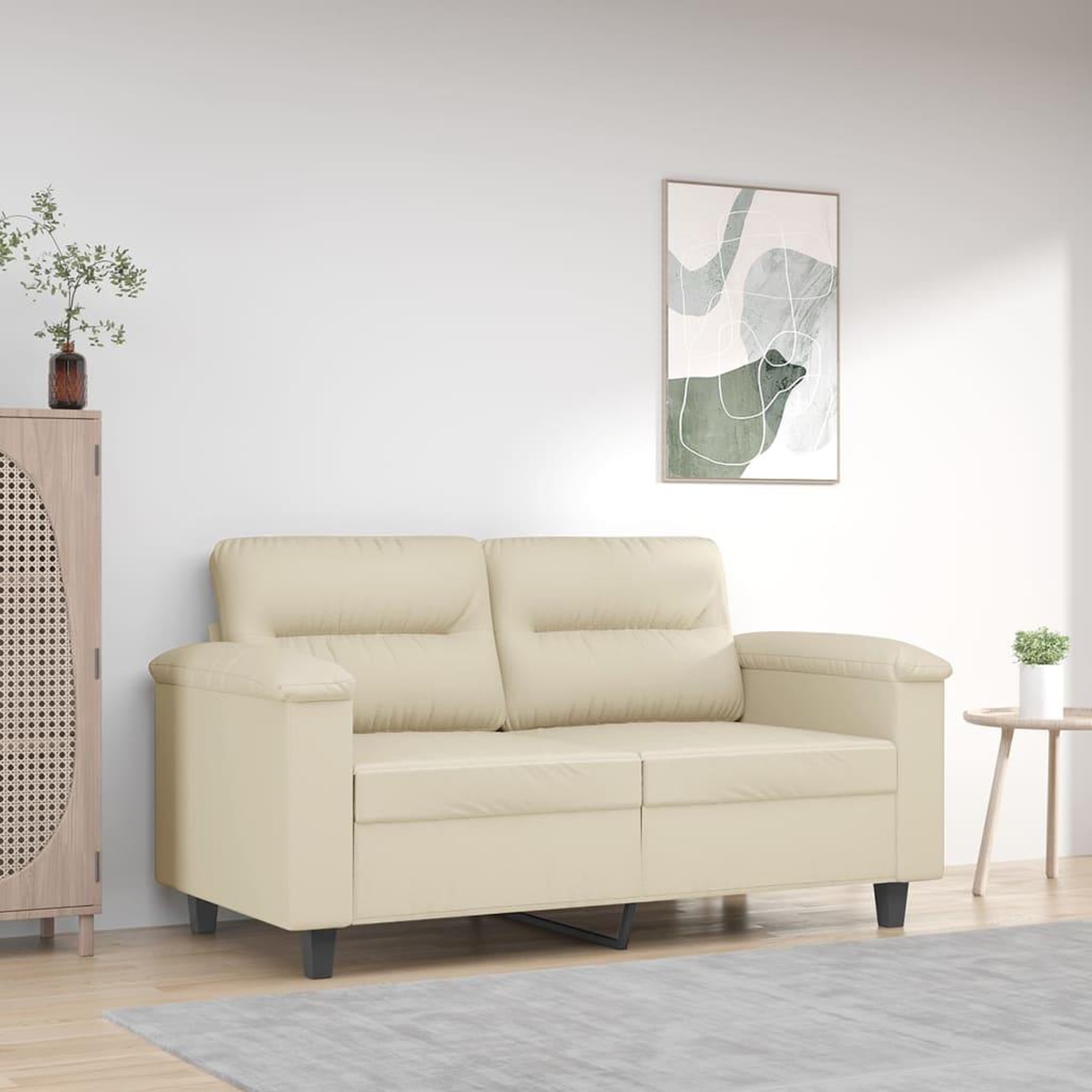 VIDAXL Canape a 2 places Creme 120 cm Similicuir
