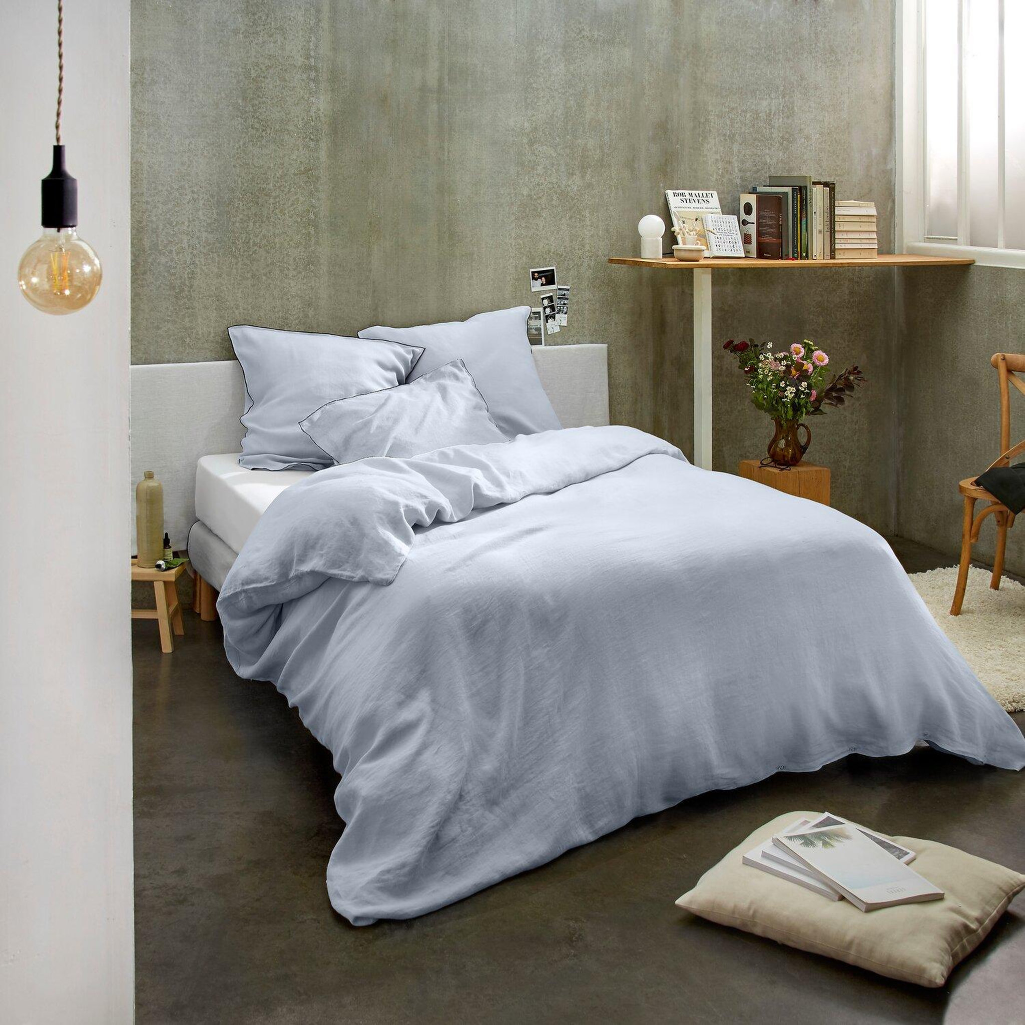 Voir la diapositive 5 : BATON ROUGE Parure de housse de couette 100% lin lavé 160gsm