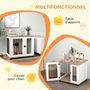 Voir la diapositive 6 : PAWHUT Cage pour chien animaux sur pied - porte verrouillable - acier noir panneaux blanc chêne clair