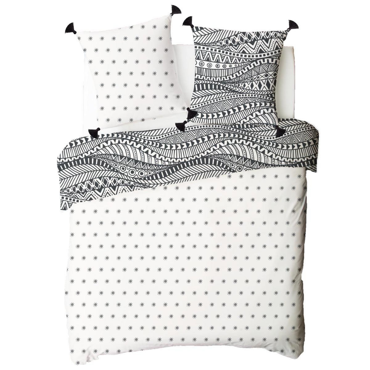 FUTURE HOME Parure de lit 2 personnes ethnique réversible