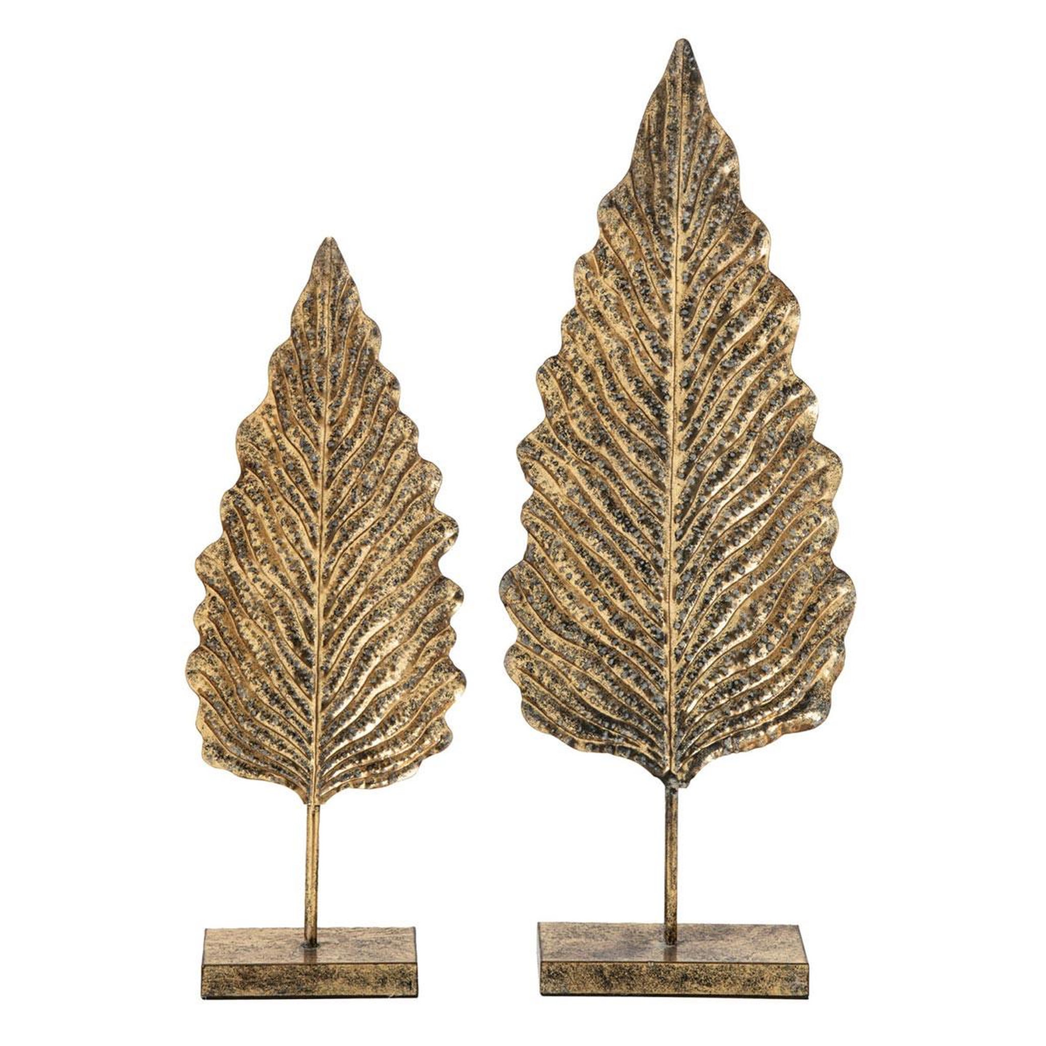J-LINE Lot de 2 feuilles déco  vidal  89cm bronze