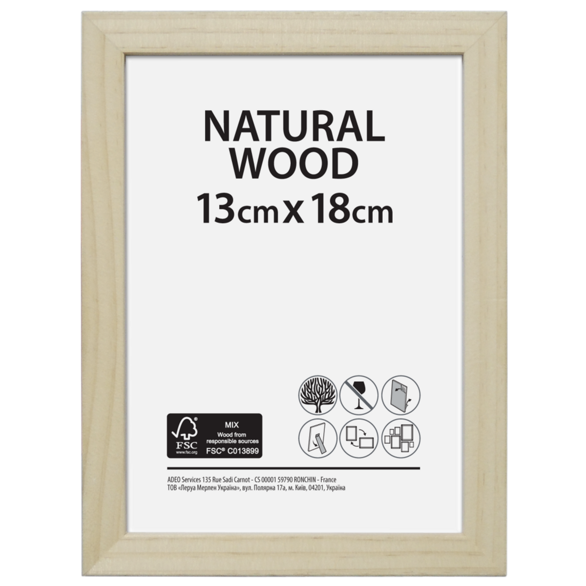 CENTRALE BRICO Cadre Brut, l.13 x H.18 cm, bois naturel