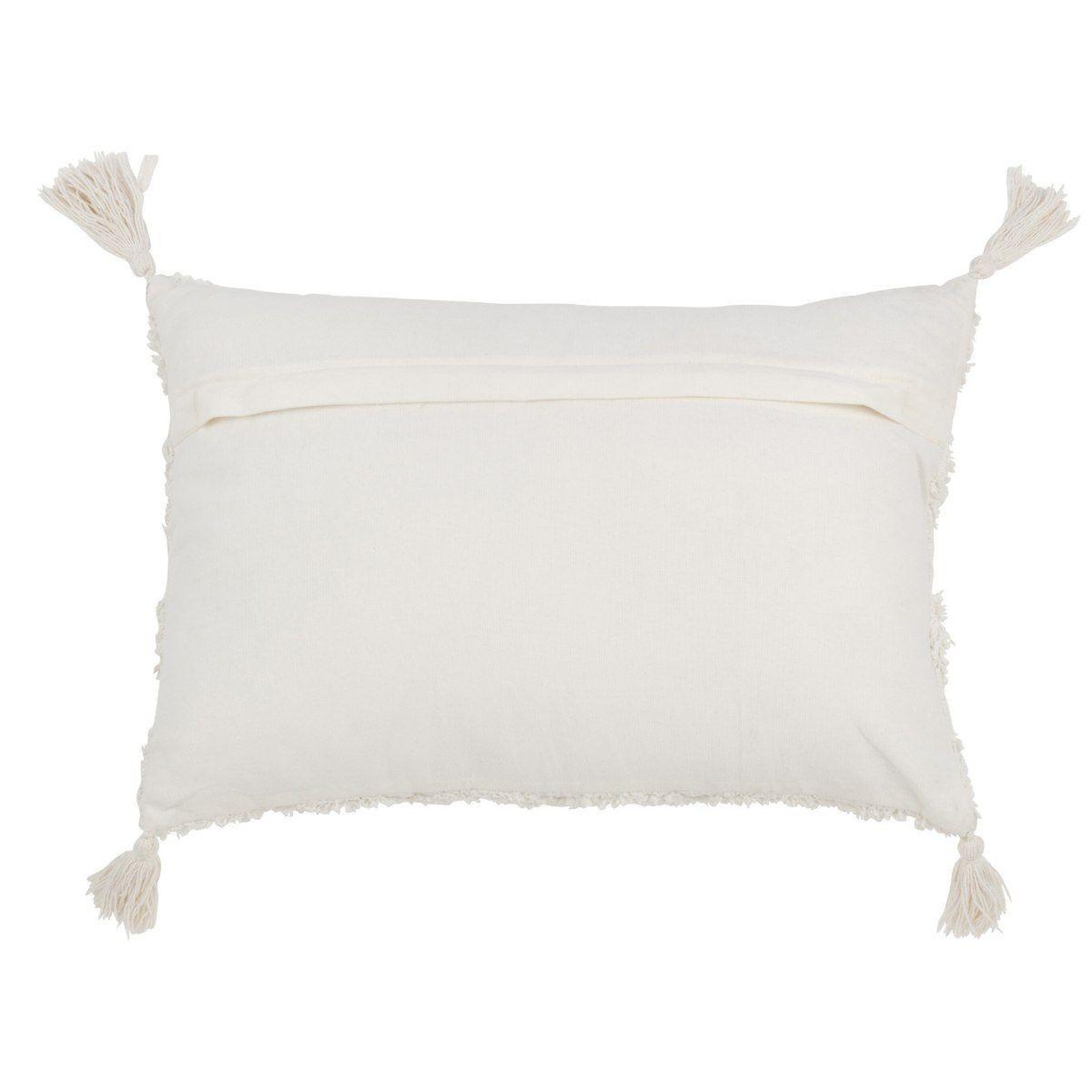 Voir la diapositive 2 : J-LINE Coussin tufté  floches  40x60cm blanc & or