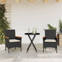 Voir la diapositive 1 : VIDAXL Ensemble de bistro avec coussins 3pcs noir resine tressee verre