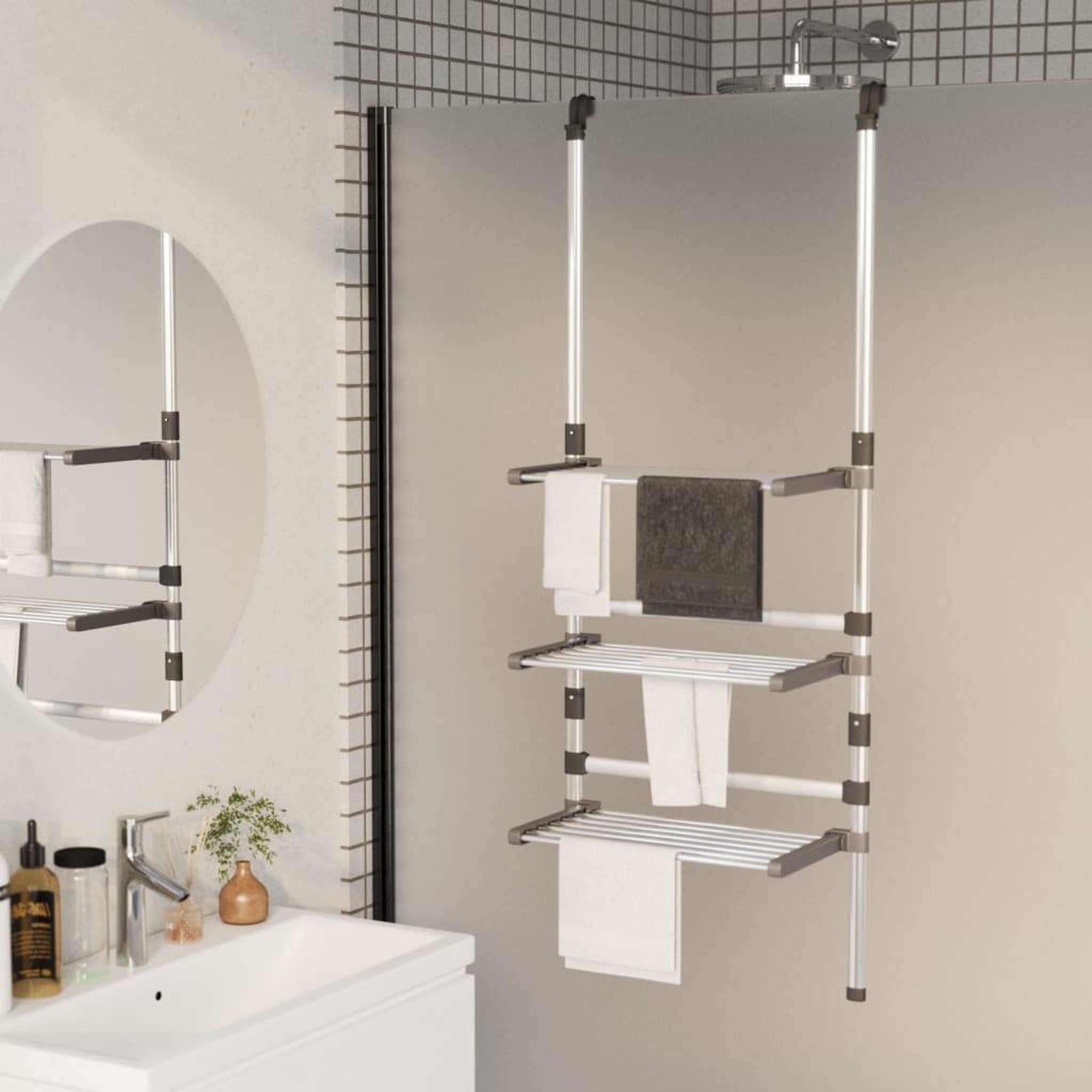 VIDAXL Sechoir a linge suspendu a 3 niveaux Aluminium