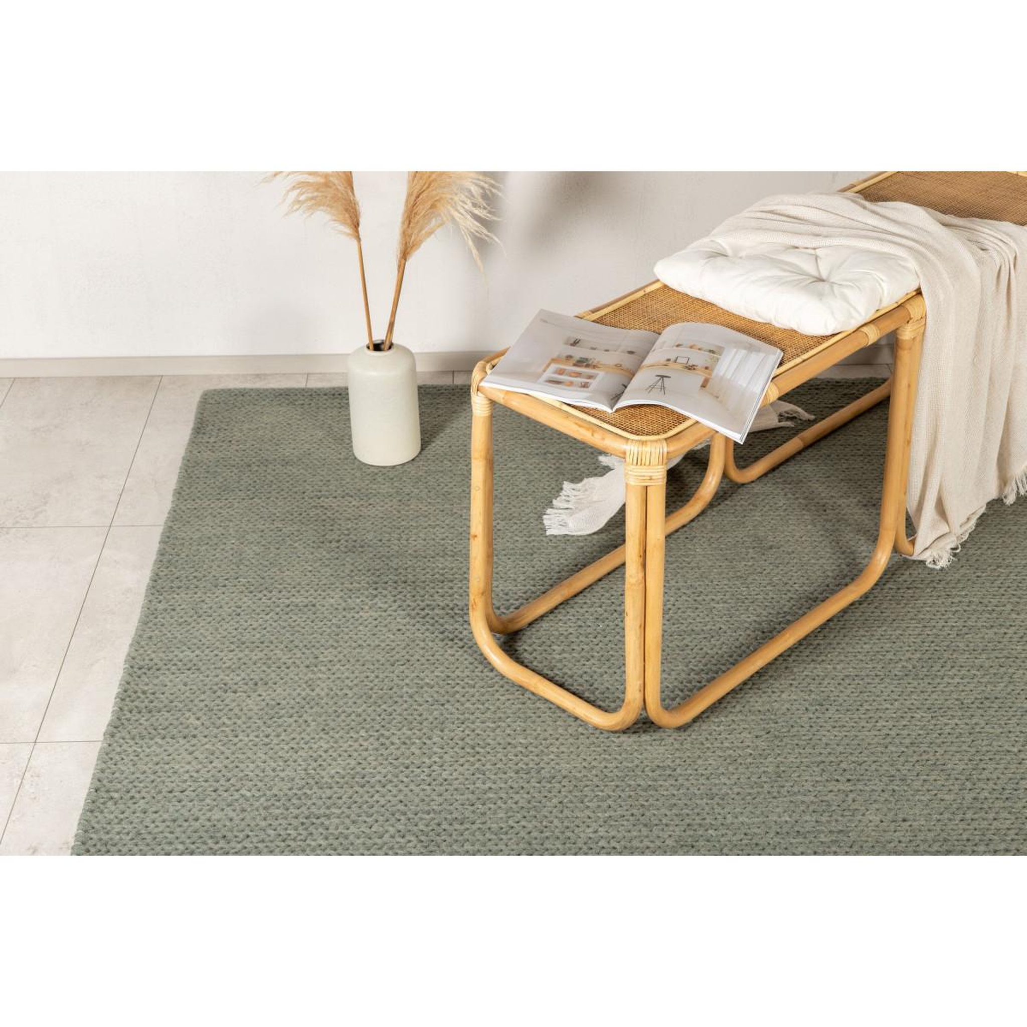 Voir la diapositive 3 : Paris Prix Tapis tressé en laine  marta  250x350cm vert