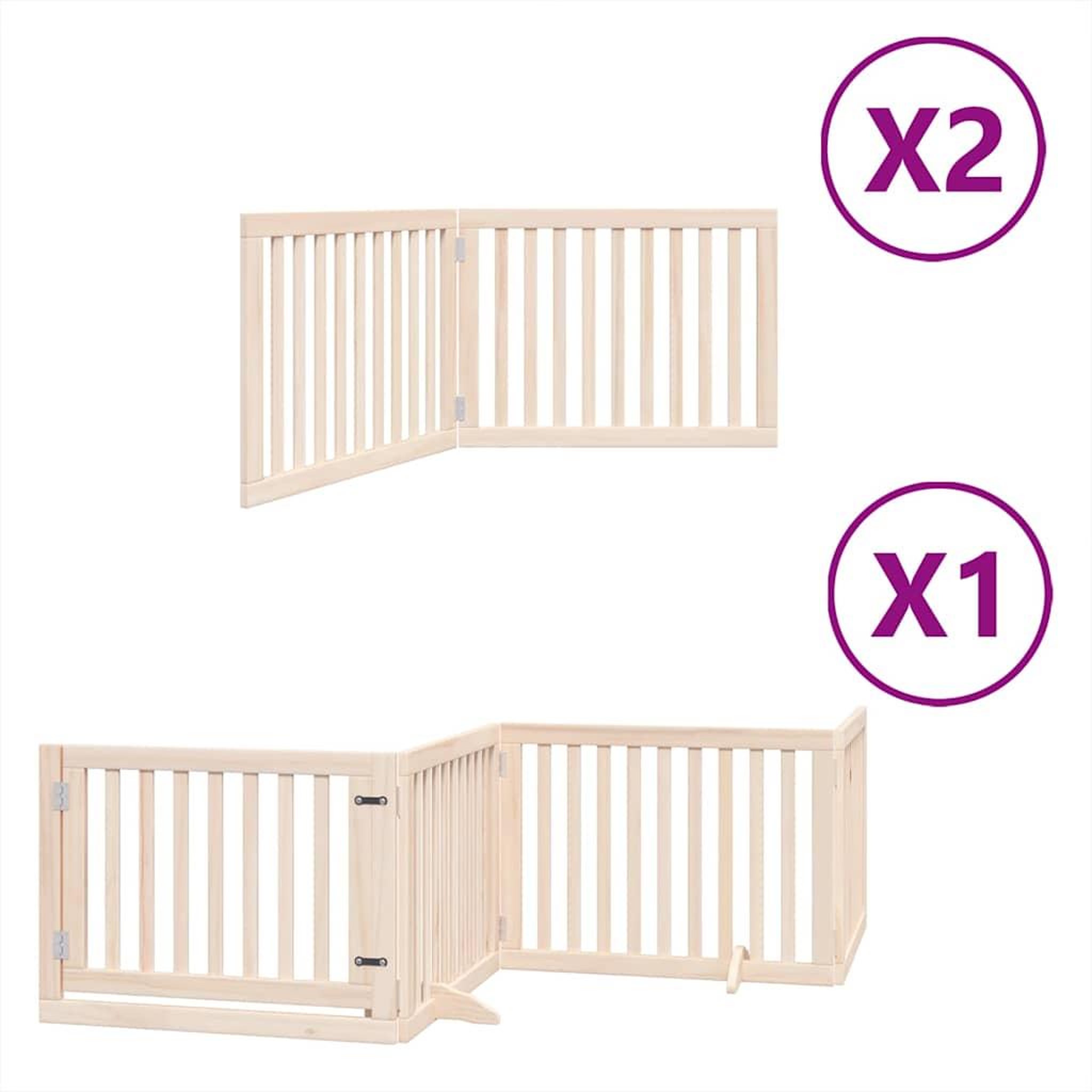 Voir la diapositive 2 : VIDAXL Barriere pour chien porte pliable 8 panneaux bois de peuplier