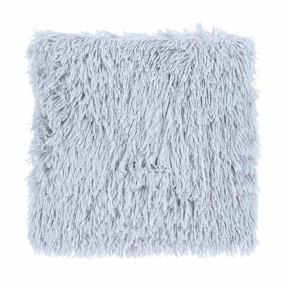 ATMOSPHERA Coussin fourrure poils longs Jae - L. 45 x l. 45 cm - Gris