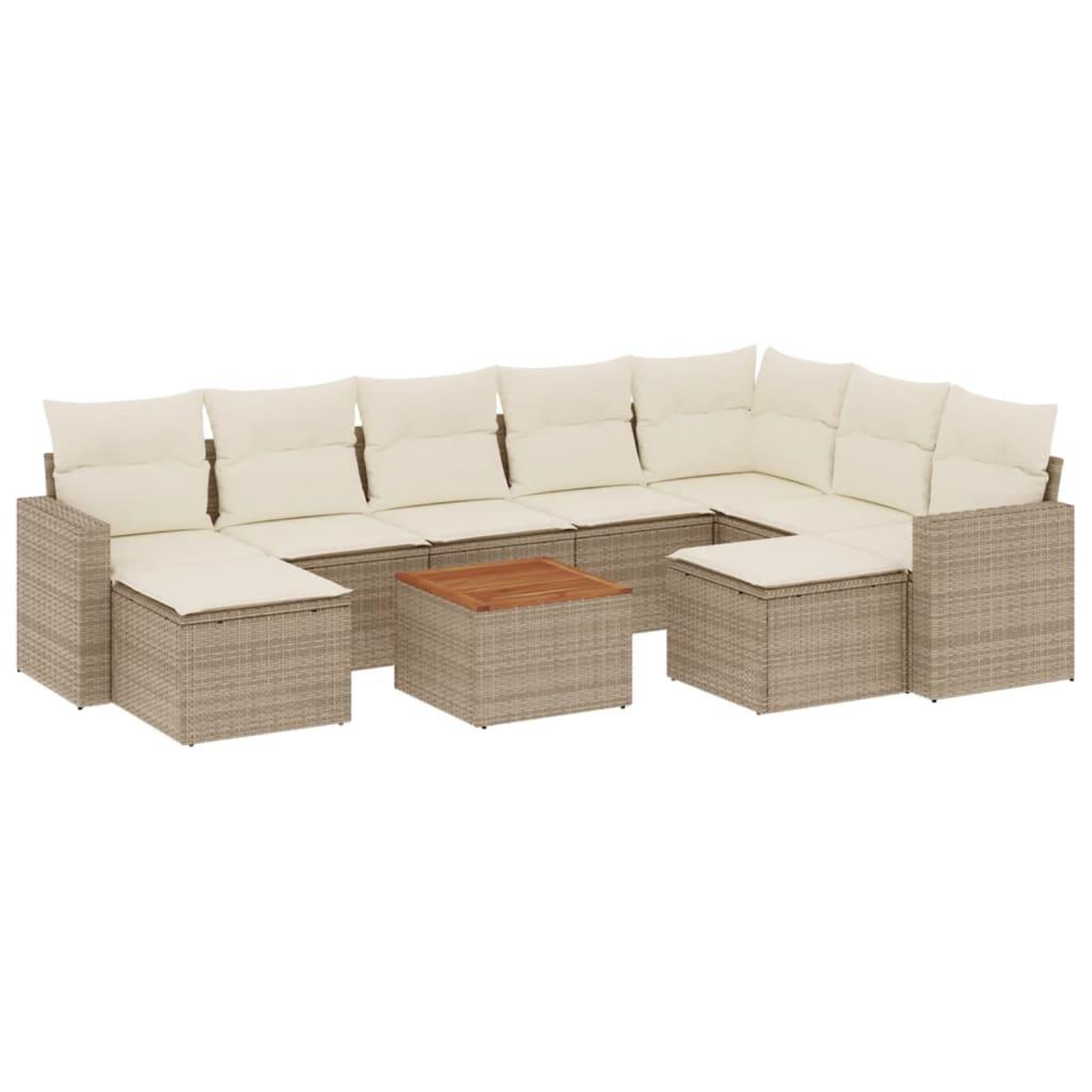 Voir la diapositive 2 : VIDAXL Salon de jardin avec coussins 10 pcs beige resine tressee