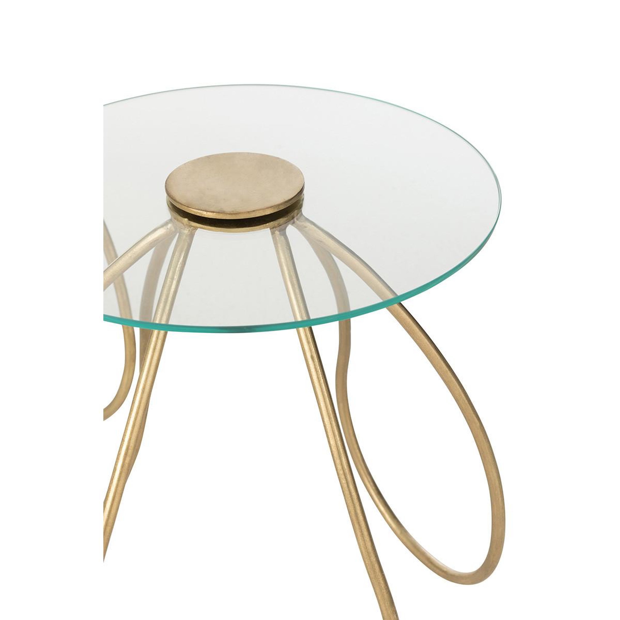 Voir la diapositive 4 : J-LINE Lot de 2 Tables d'Appoint en Verre  Médusa  54cm Or