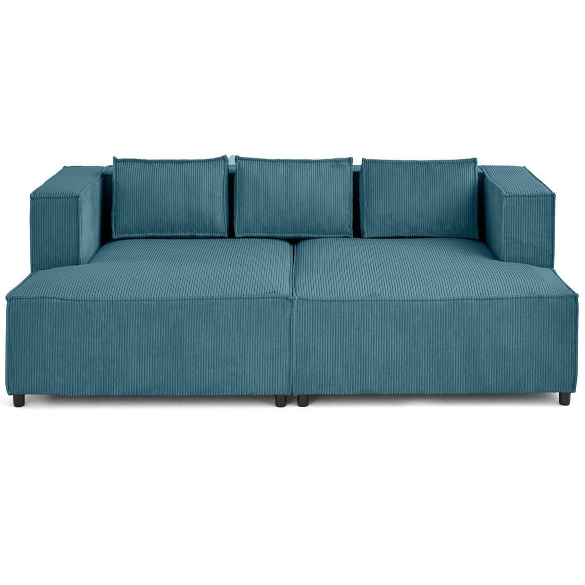 Voir la diapositive 1 : LISA DESIGN Stella - canapé droit 3 places avec double méridienne - assise profonde - en velours côtelé