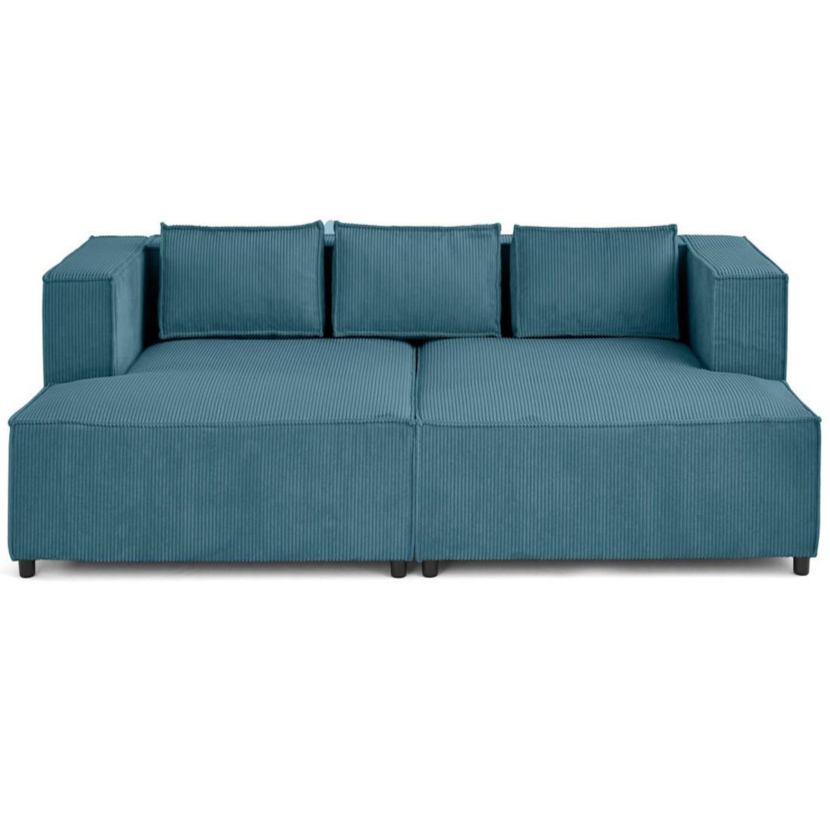 LISA DESIGN Stella - canapé droit 3 places avec double méridienne - assise profonde - en velours côtelé