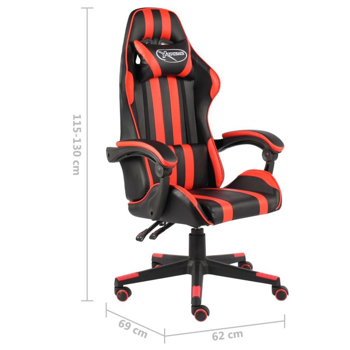 VIDAXL Fauteuil de jeux video Noir et rouge Similicuir