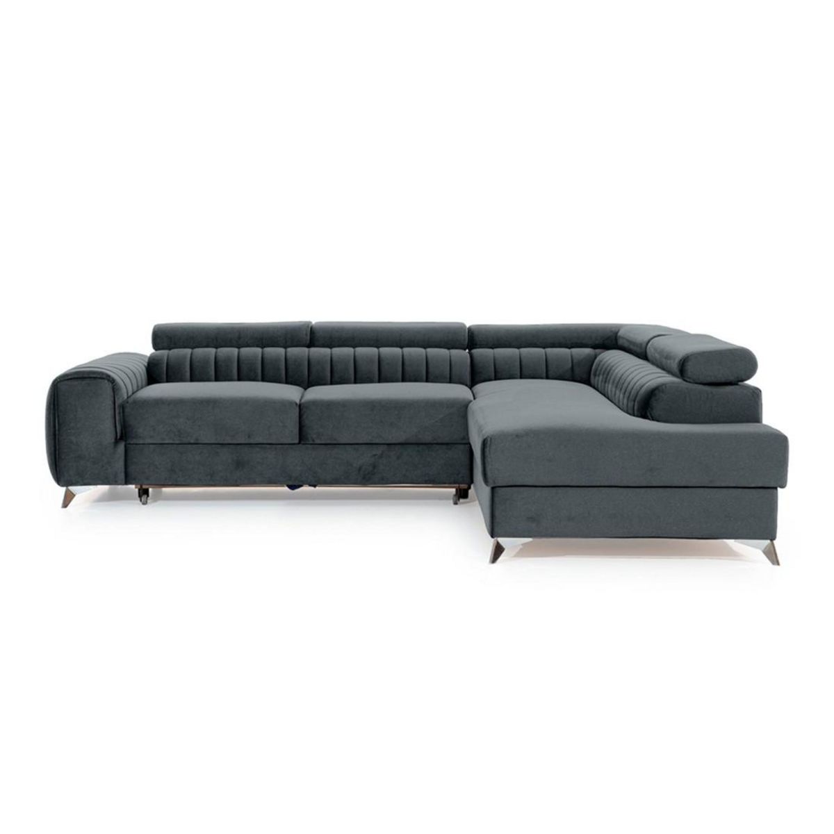 BEST MOBILIER Talisay - canapé d'angle droit - 5 places - convertible avec coffre - en velours