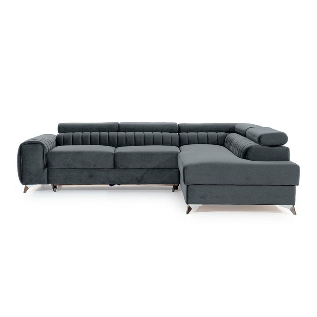 BEST MOBILIER Talisay - canapé d'angle droit - 5 places - convertible avec coffre - en velours