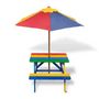 Voir la diapositive 2 : VIDAXL Table et bancs de pique-nique avec parasol pour enfants Bois