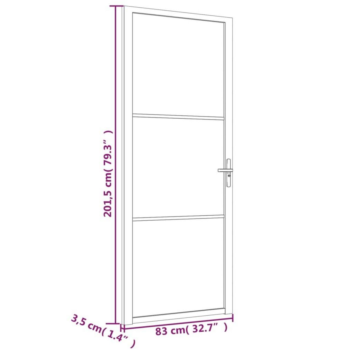 VIDAXL Porte interieure 83x201,5 cm Noir Verre ESG et aluminium