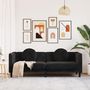Voir la diapositive 3 : VIDAXL Canape avec coussins 3 places noir velours
