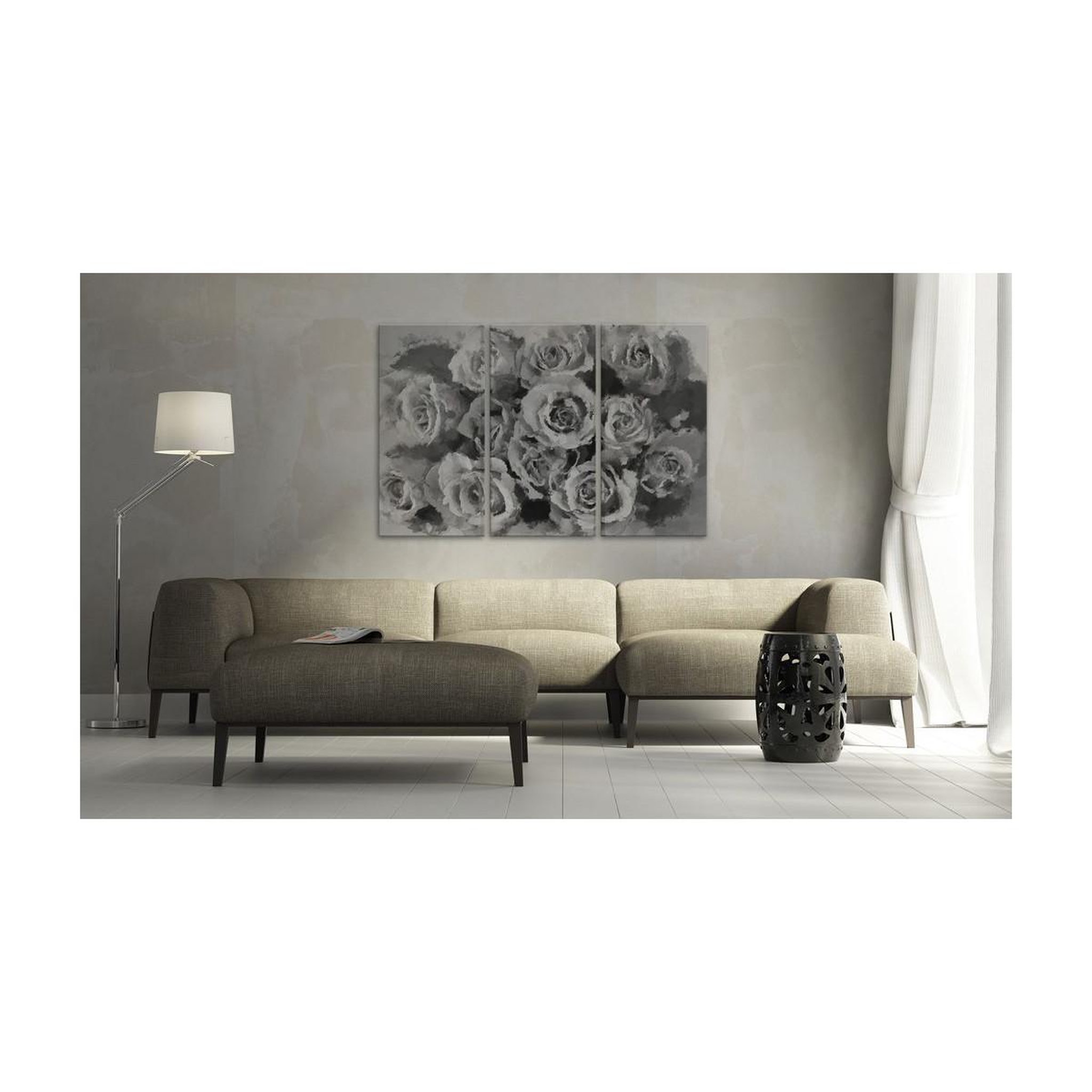 Voir la diapositive 2 : Paris Prix Tableau imprimé 3 panneaux  douze roses