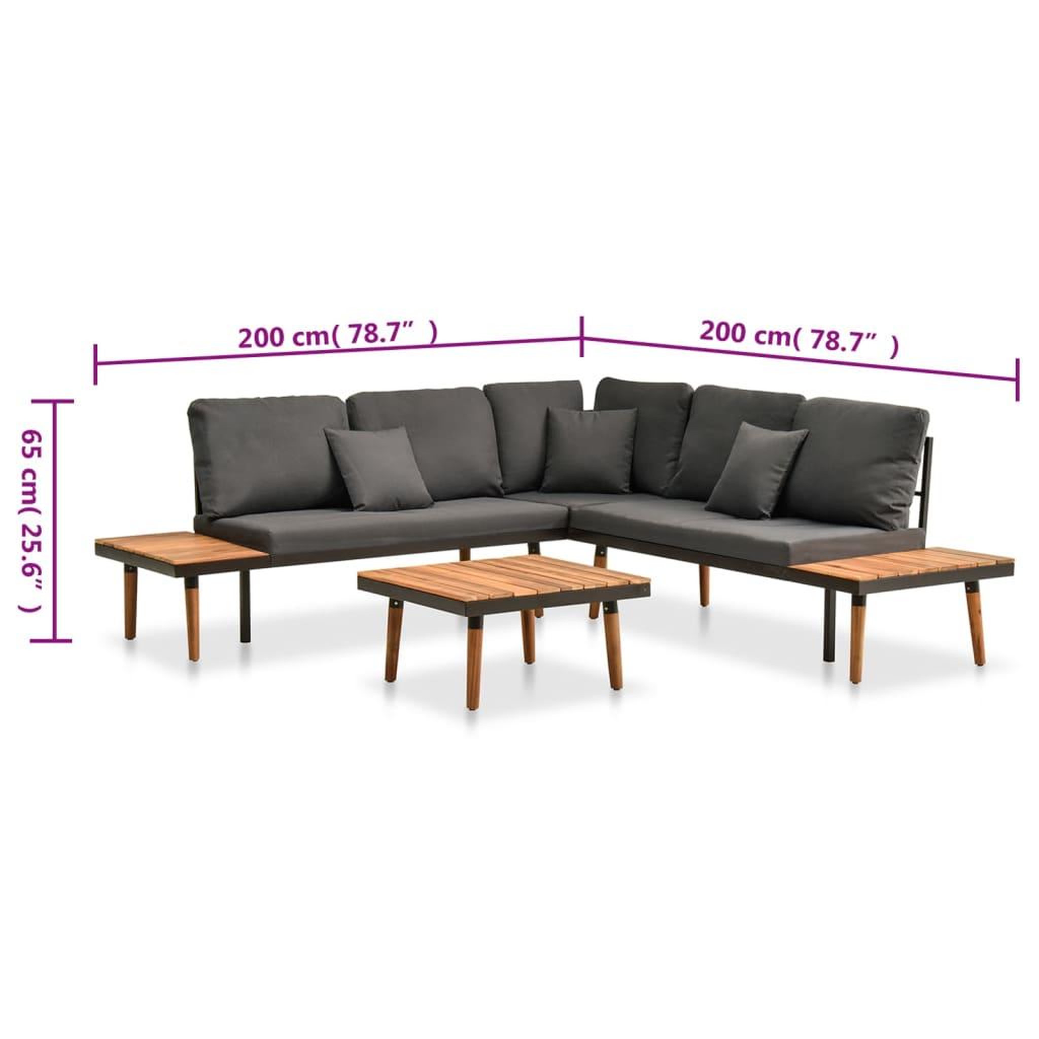 Voir la diapositive 6 : VIDAXL Salon de jardin 4 pcs avec coussins bois d'acacia solide