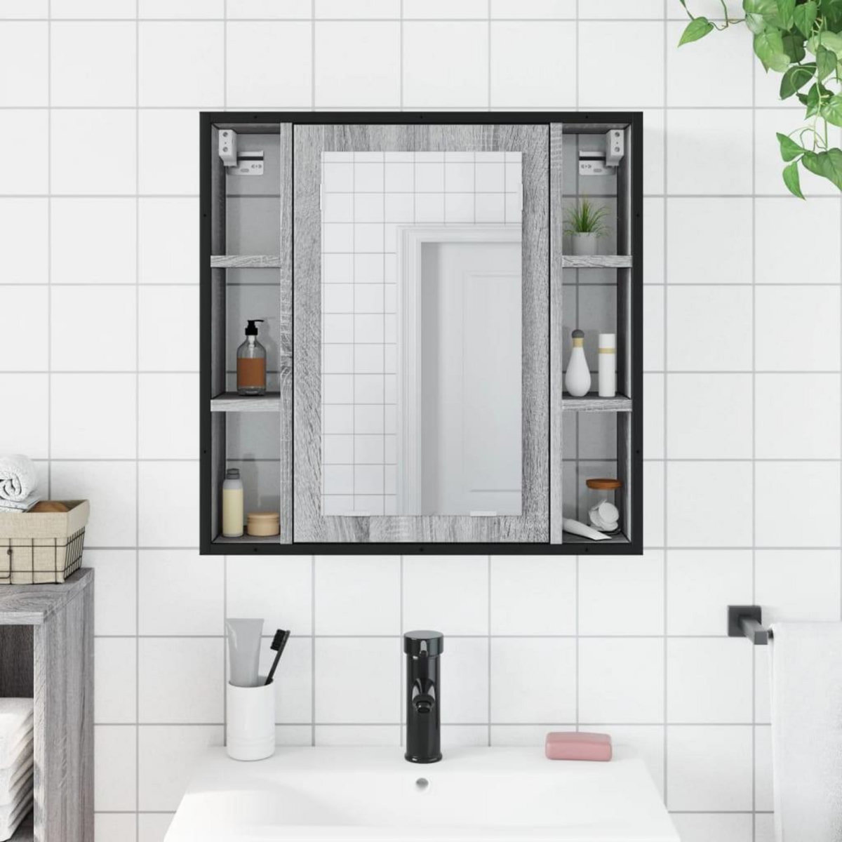 VIDAXL Armoire a miroir de salle de bain sonoma gris bois d'ingenierie
