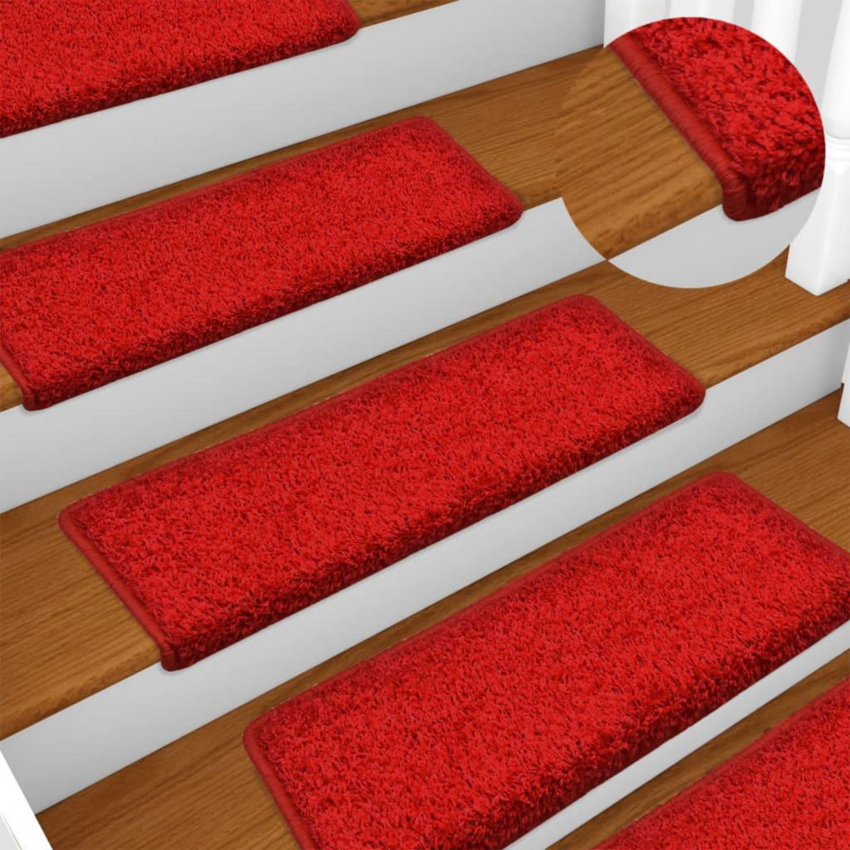 VIDAXL Tapis d'escalier 15 pcs 65x21x4 cm Rouge