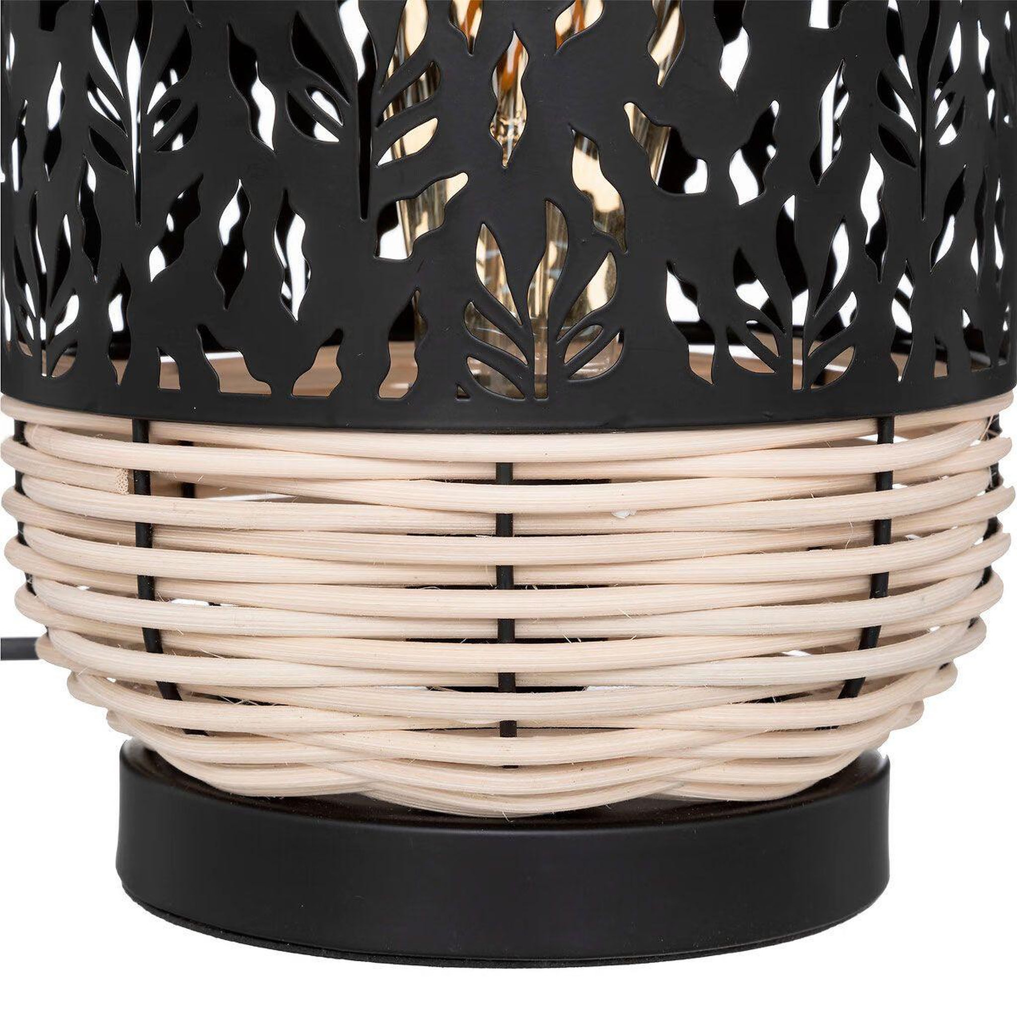 Voir la diapositive 2 : ATMOSPHERA Lampe à poser cylindrique  cosy  30cm noir & beige