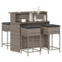 Voir la diapositive 1 : VIDAXL Ensemble de bar de jardin 5 pcs avec coussins gris poly rotin