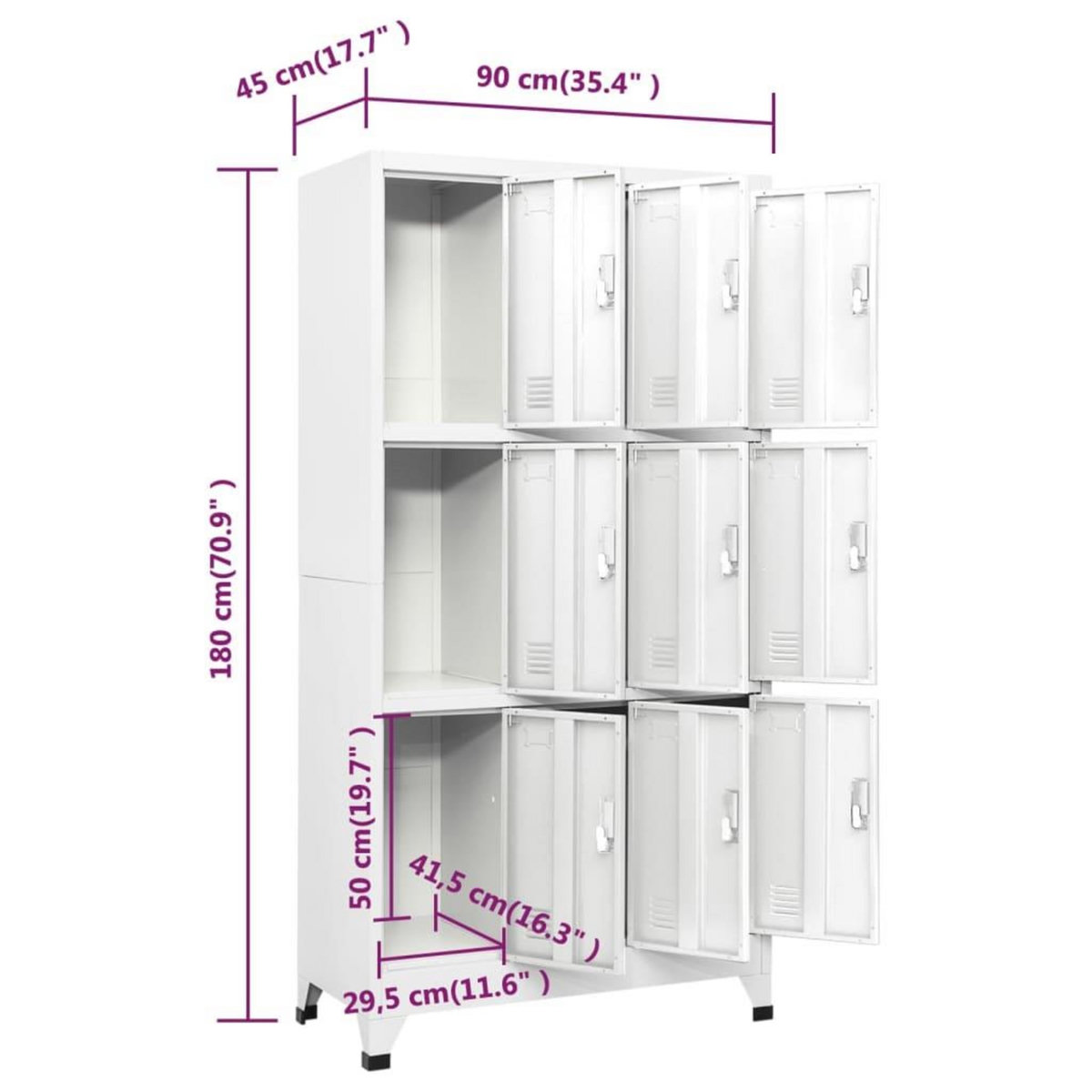 VIDAXL Armoire a casier avec 9 compartiments Acier 90x45x180 cm Gris