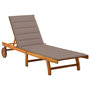 Voir la diapositive 1 : VIDAXL Chaise longue de jardin avec coussin Bois d'acacia solide