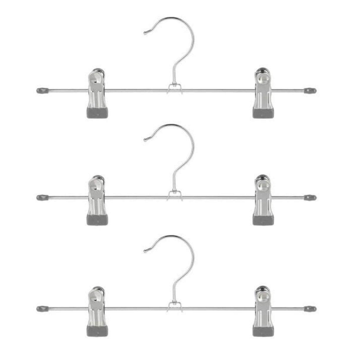 FIVE Lot de 3 Cintres en Métal  Pinces  30cm Gris