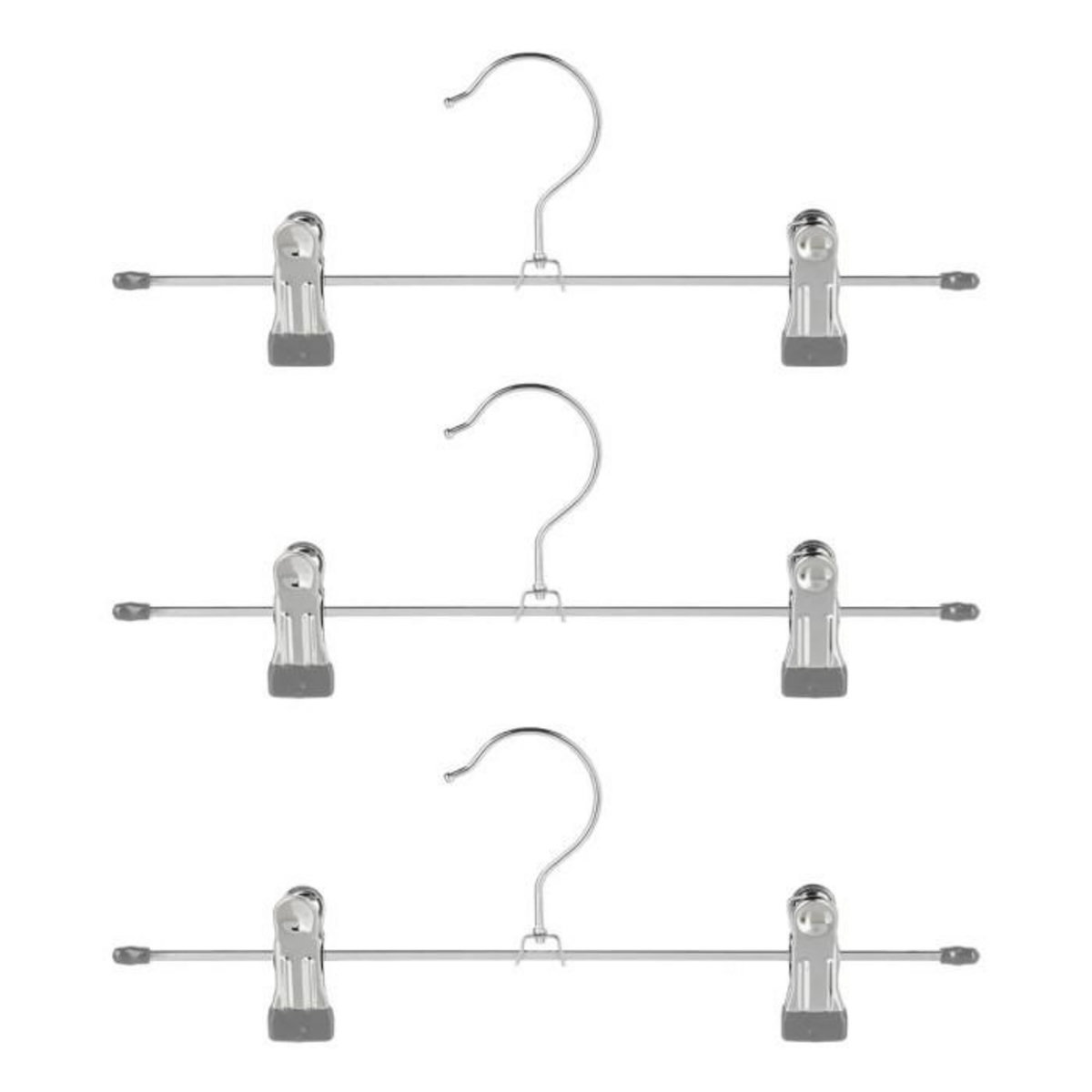 FIVE Lot de 3 Cintres en Métal  Pinces  30cm Gris