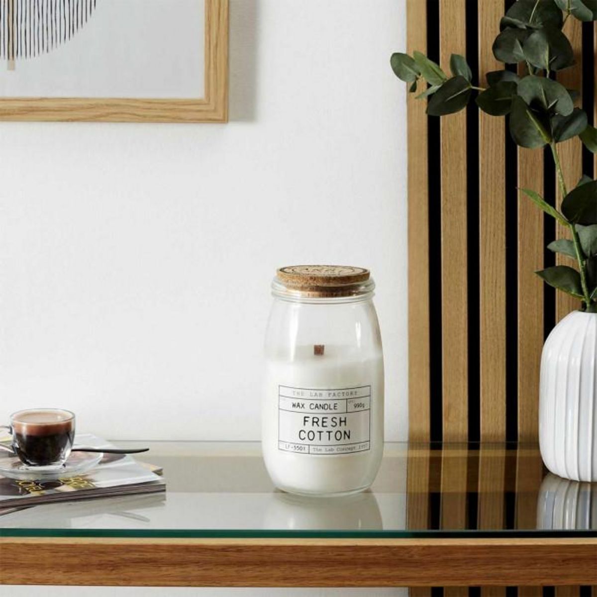 Paris Prix Bougie Parfumée Déco  Lab  990g Fresh Coton