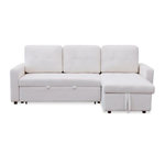 Paris Prix Canapé d'Angle Convertible Bouclette  Corto  221cm Crème