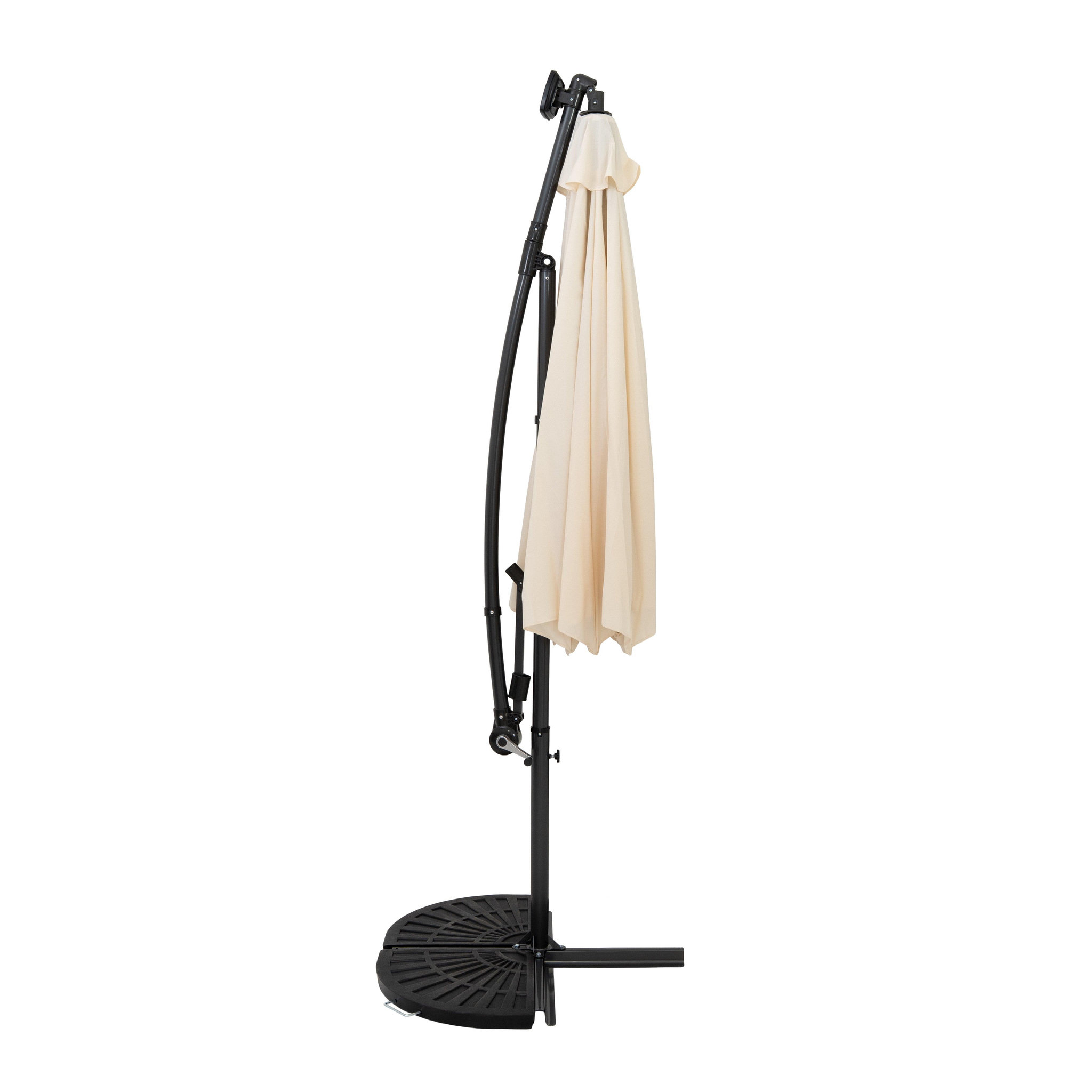 Voir la diapositive 2 : Monster Parasol Banane à Mât Déporté à LED 3 m & 2 Pieds en Éventail