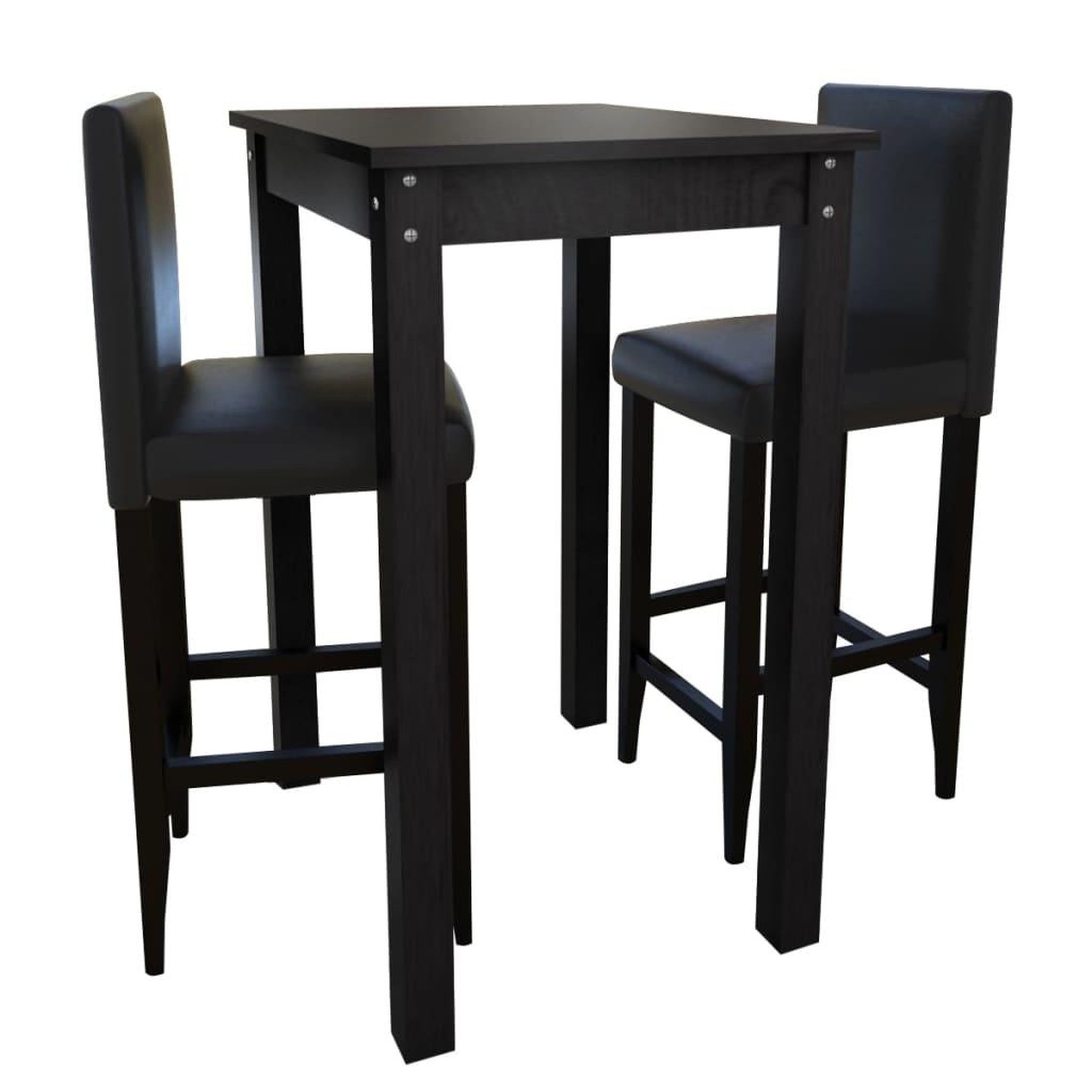 Voir la diapositive 1 : VIDAXL Set de 1 table de bar et 2 tabourets noir