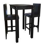 VIDAXL Set de 1 table de bar et 2 tabourets noir
