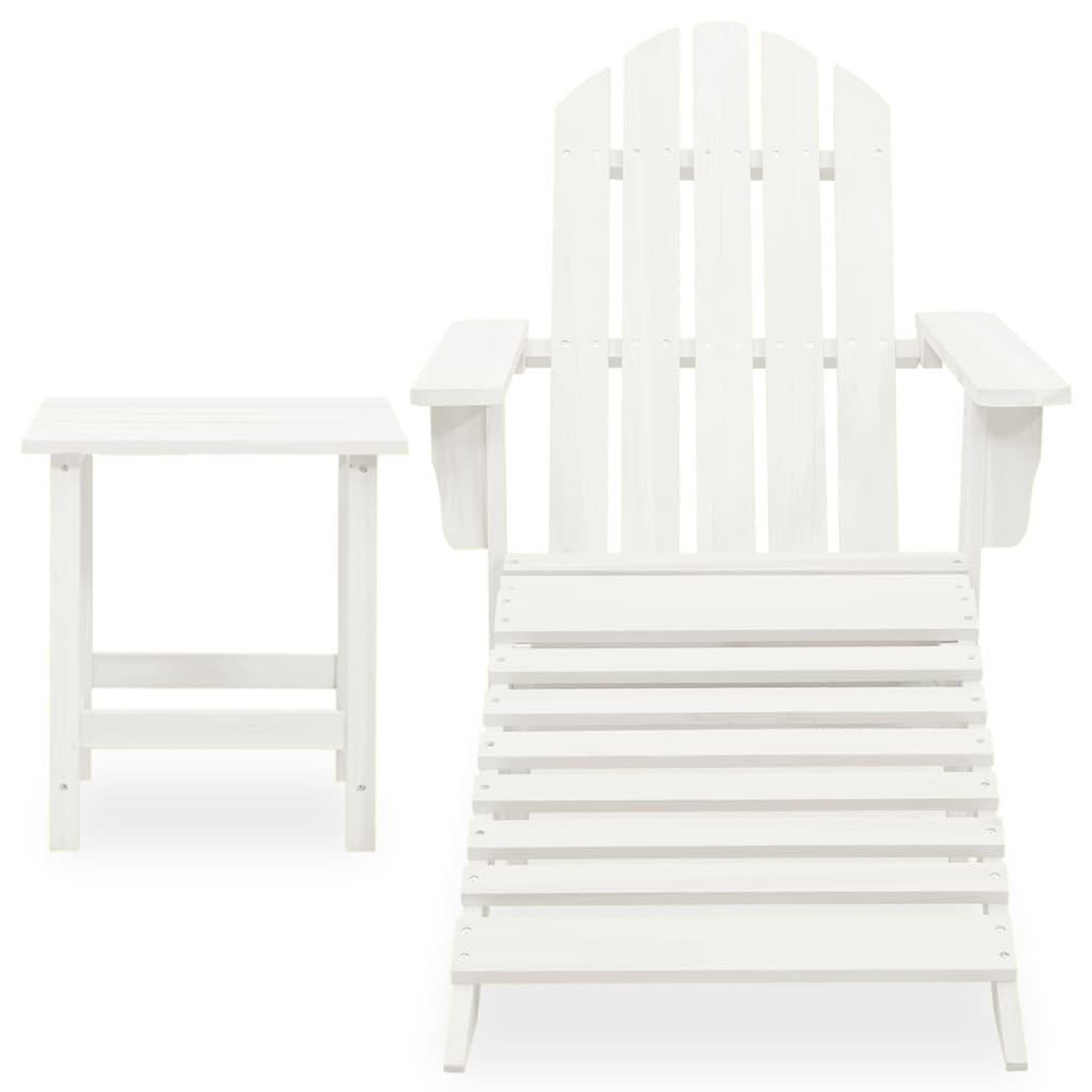 Voir la diapositive 2 : VIDAXL Chaise de jardin Adirondack avec pouf et table Sapin Blanc