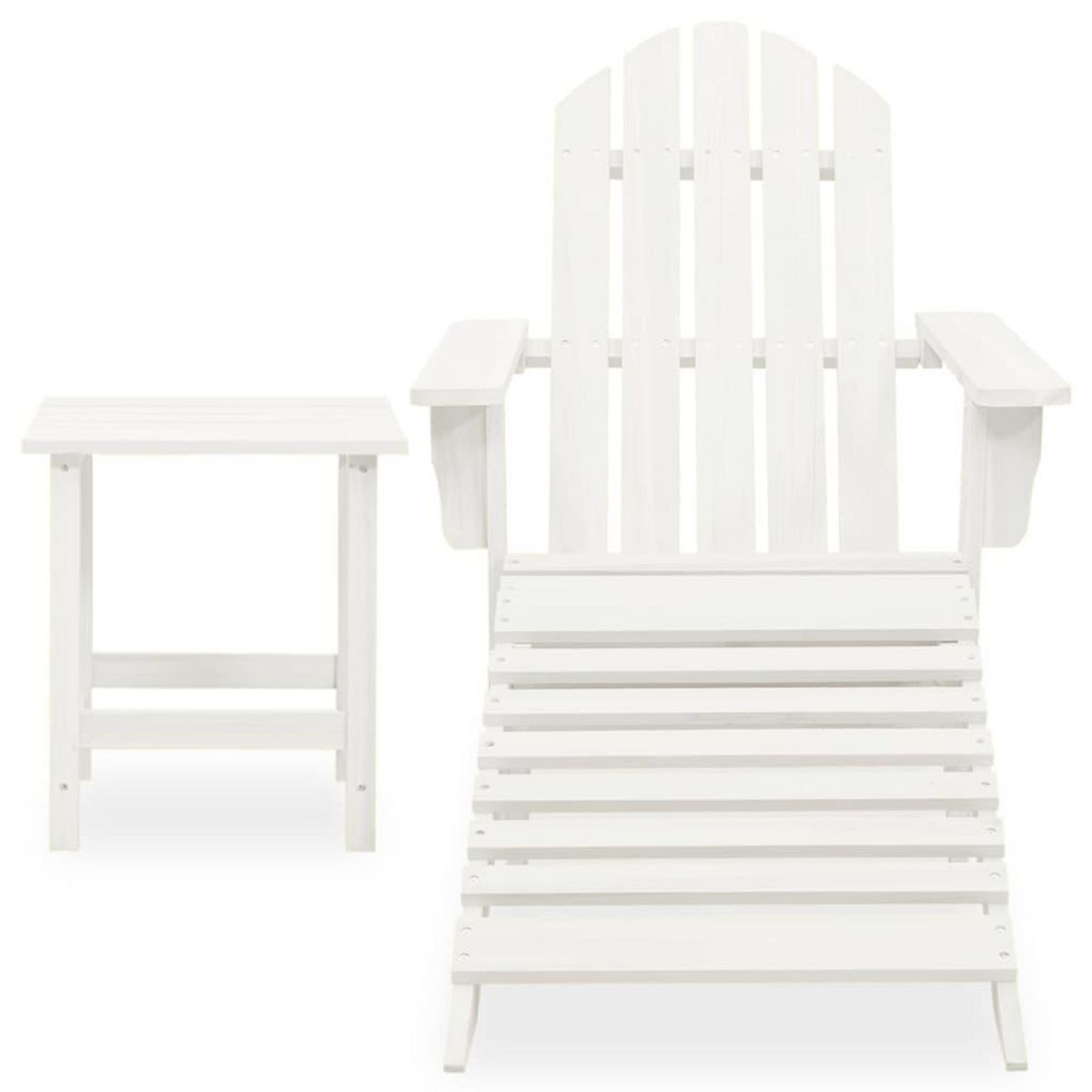 VIDAXL Chaise de jardin Adirondack avec pouf et table Sapin Blanc