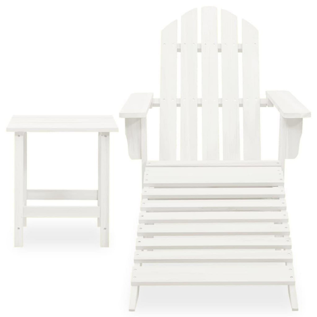 VIDAXL Chaise de jardin Adirondack avec pouf et table Sapin Blanc