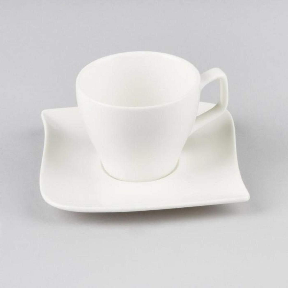 SECRET DE GOURMET Lot de 6 Tasses à Café & Soucoupe  Vague  12cm Blanc