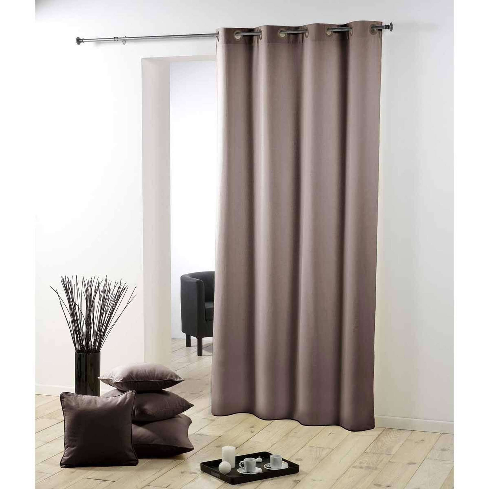 Douceur d'Intérieur Rideau à œillets  essentiel  140x260cm taupe