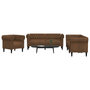 Voir la diapositive 1 : VIDAXL Ensemble de canapes 3 pcs marron tissu