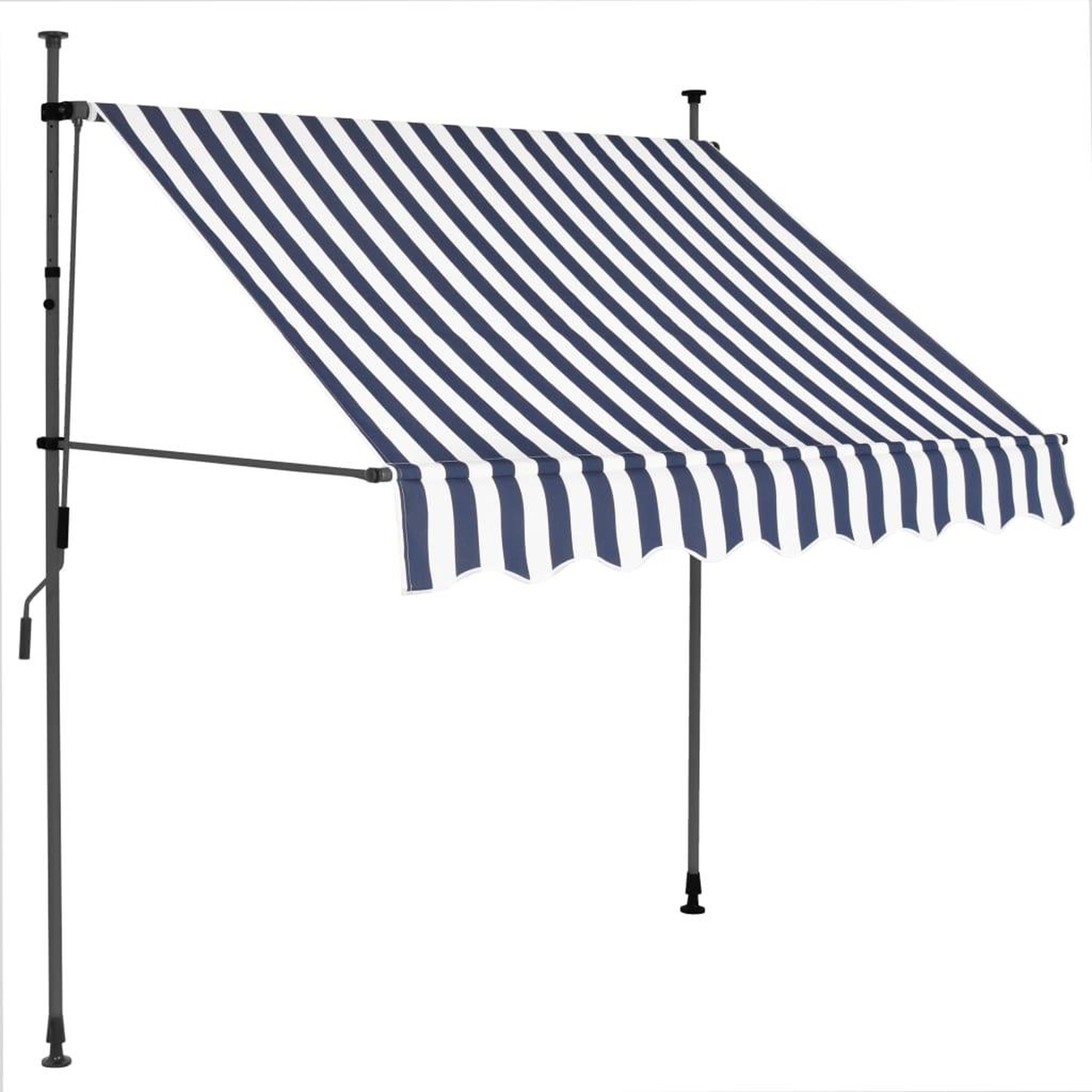 Voir la diapositive 2 : VIDAXL Auvent manuel retractable avec LED 100 cm Bleu et blanc