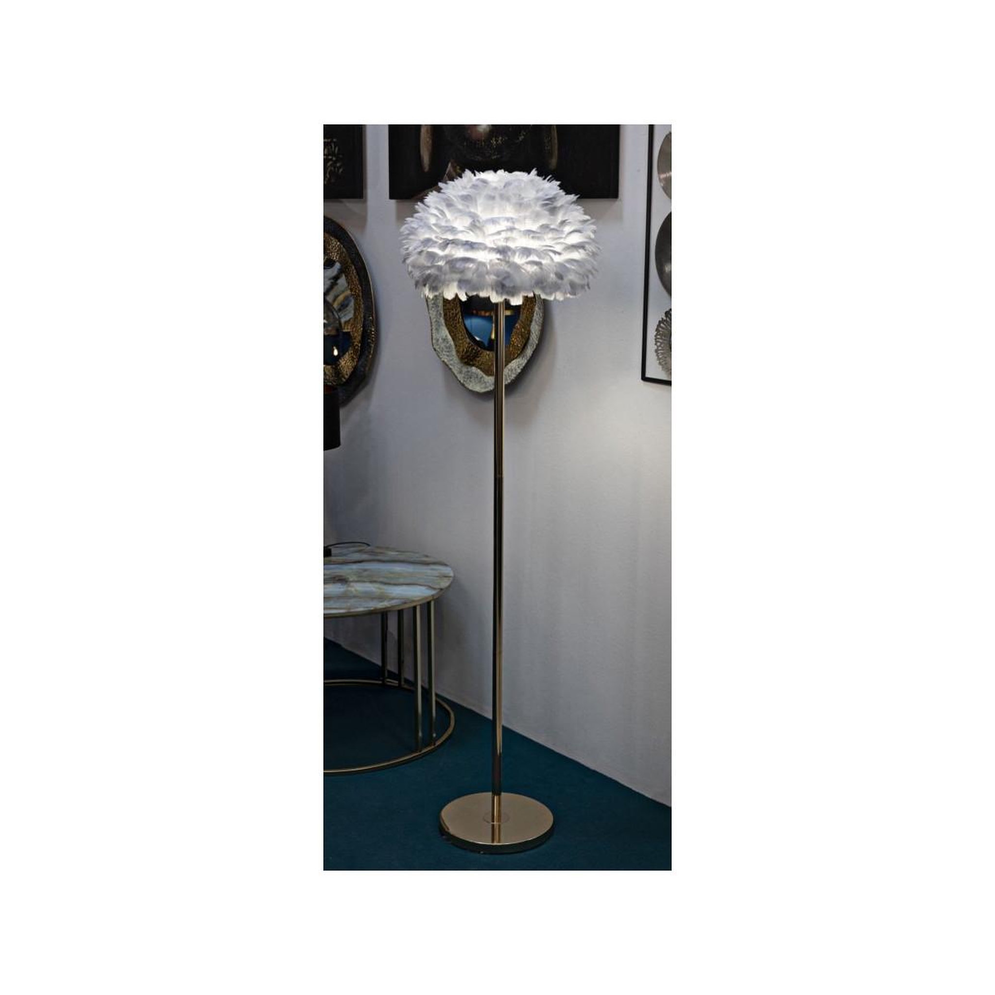 Voir la diapositive 5 : Paris Prix Lampadaire imitation plume  slim  170cm or & gris