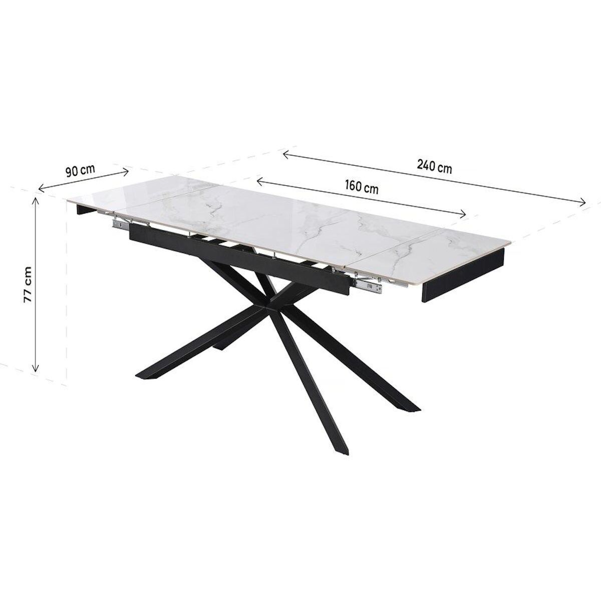 Habitat et Jardin Table à manger extensible en céramique 6 à 10 personnes  Celeste  - Blanc marbré gris