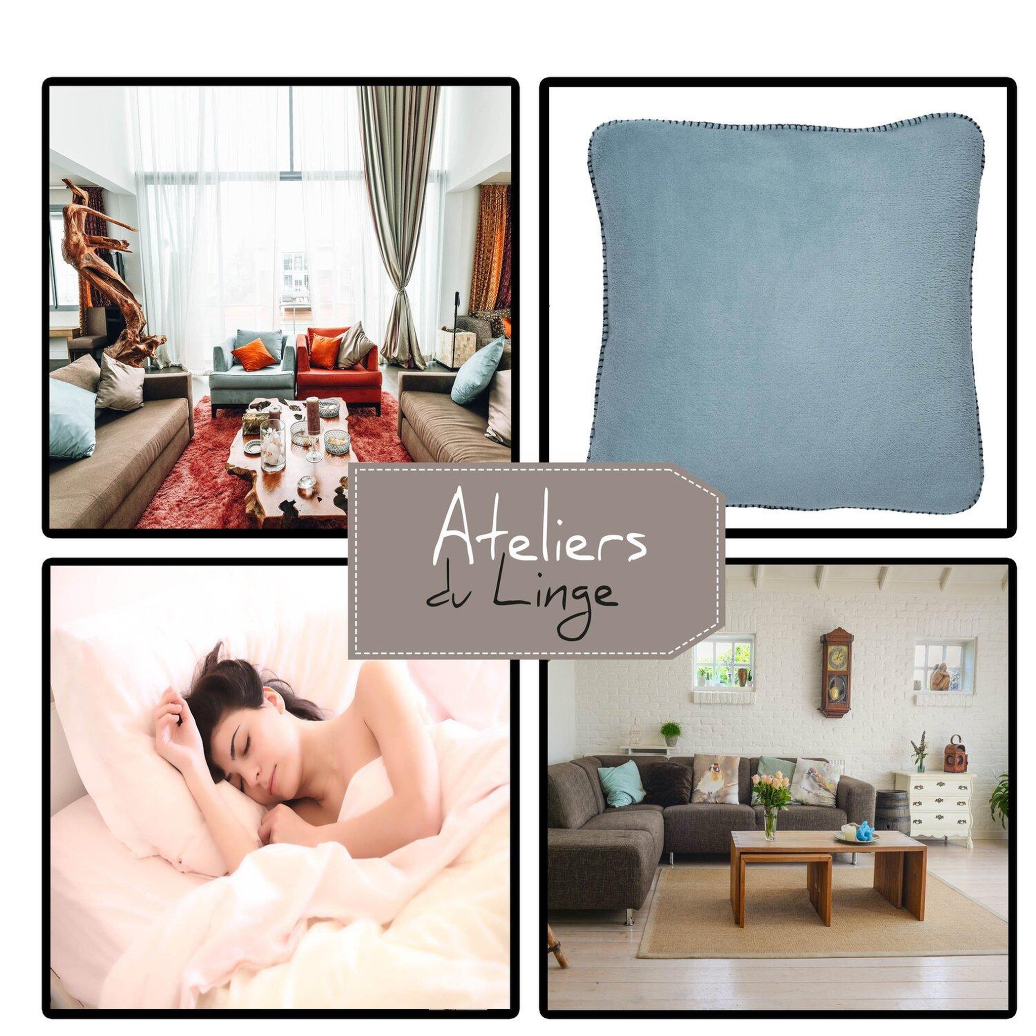 Voir la diapositive 3 : Les Ateliers du Linge Coussin imprime 100% polyester melly