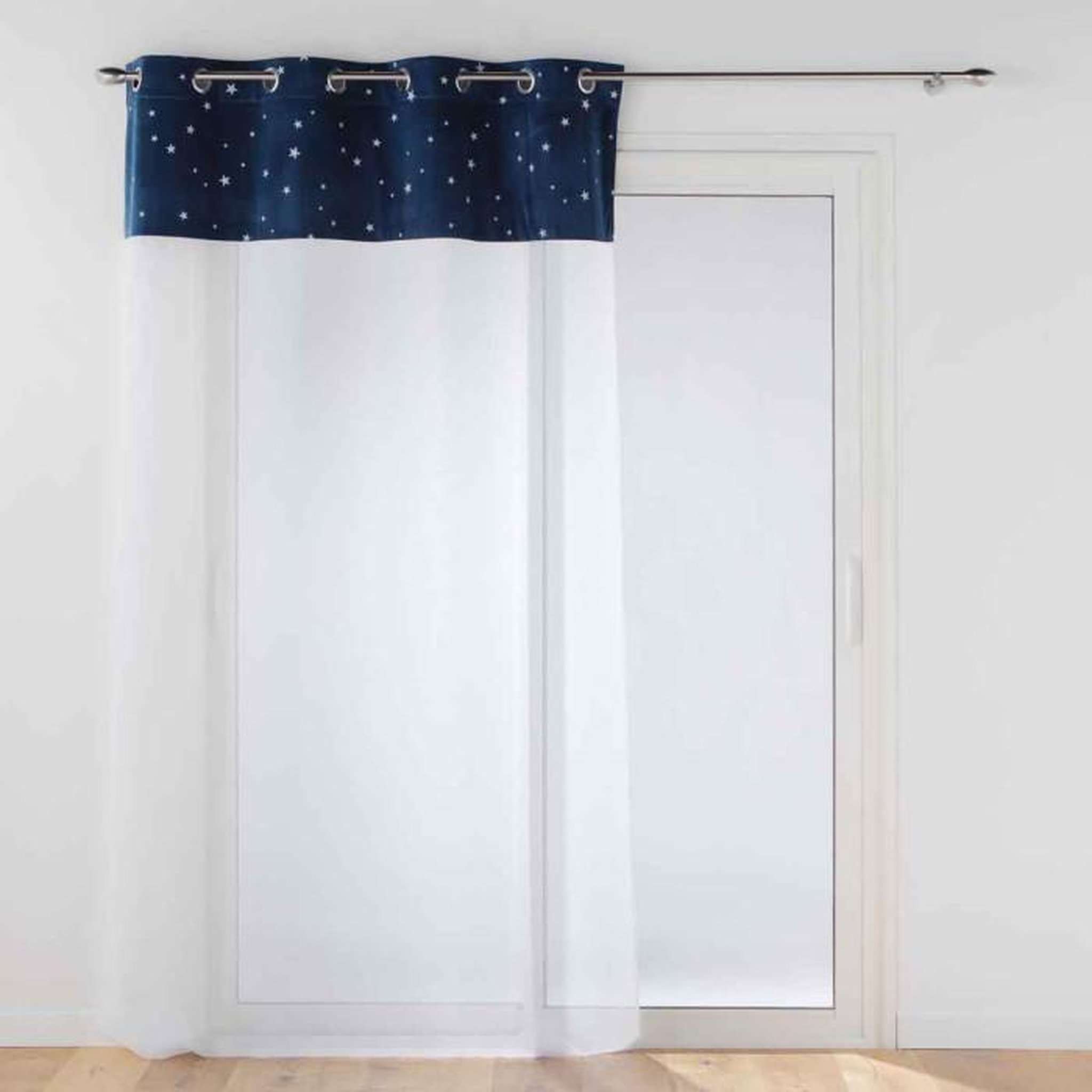 Voir la diapositive 1 : Paris Prix Rideau Voilage Phosphorescent  Moonlight  140x240cm Bleu