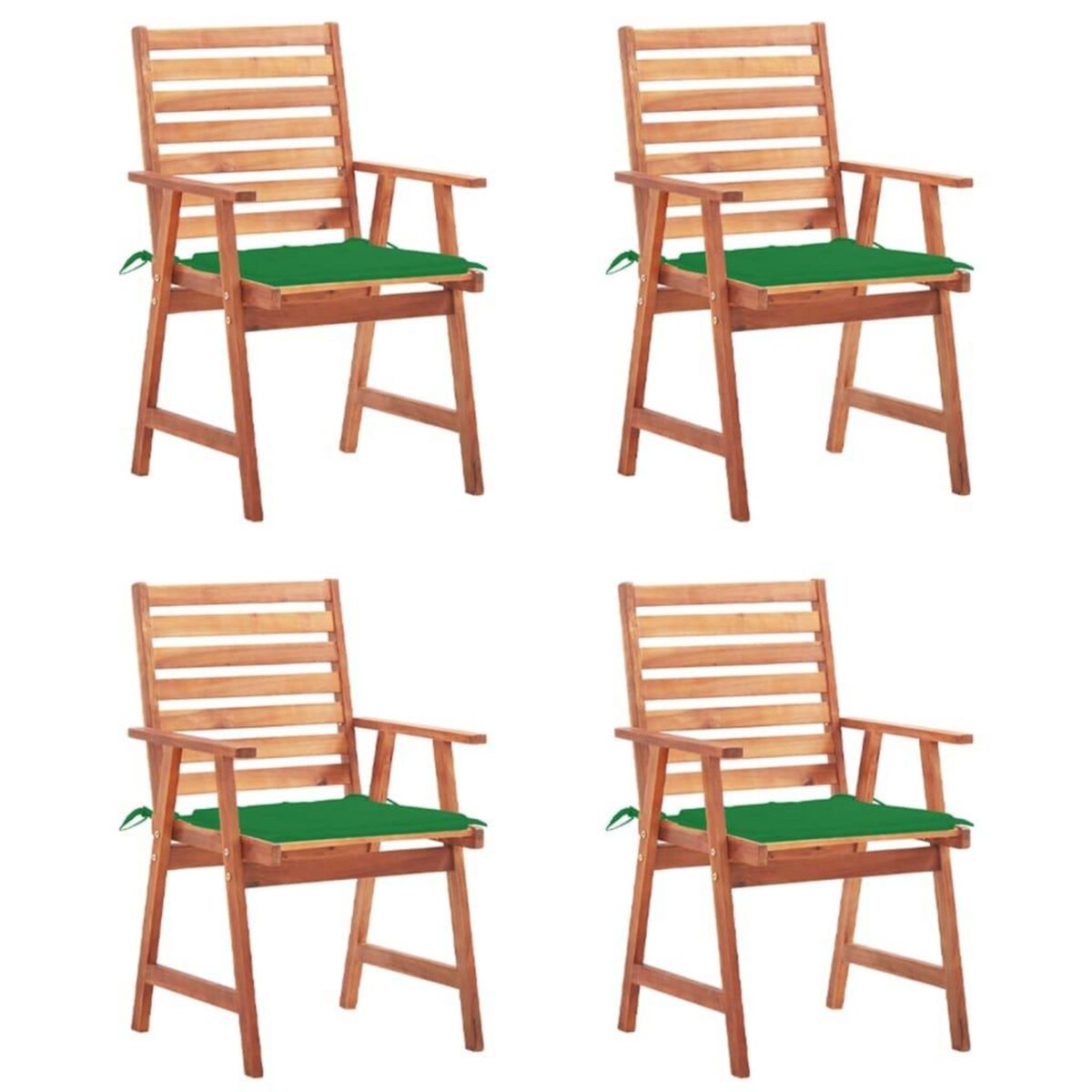 VIDAXL Chaises a manger d'exterieur lot de 4 et coussins Acacia massif