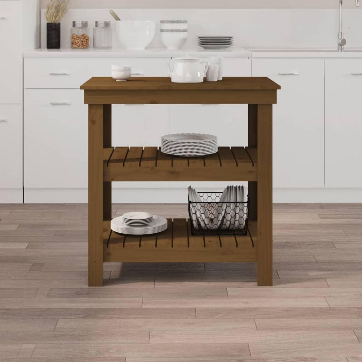 VIDAXL Banc de travail Marron miel 78,5x50x80 cm Bois de pin massif